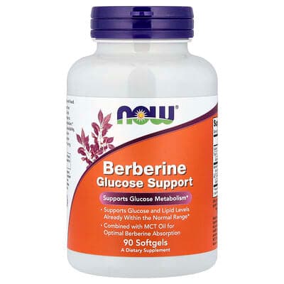 NOW Foods, Régulateur de glycémie à la berbérine, 90 capsules à enveloppe molle