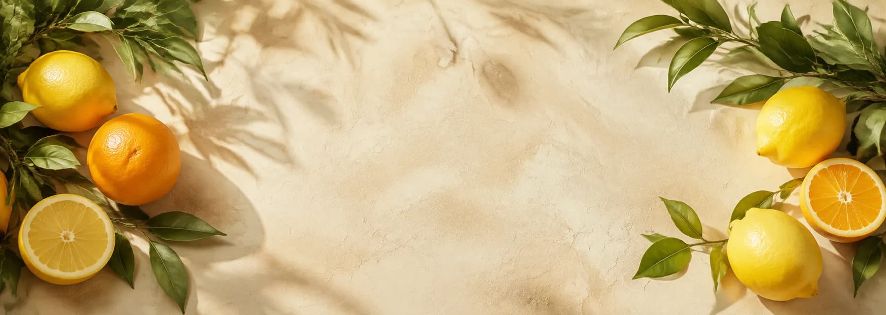 Agrumes sur un fond crème.